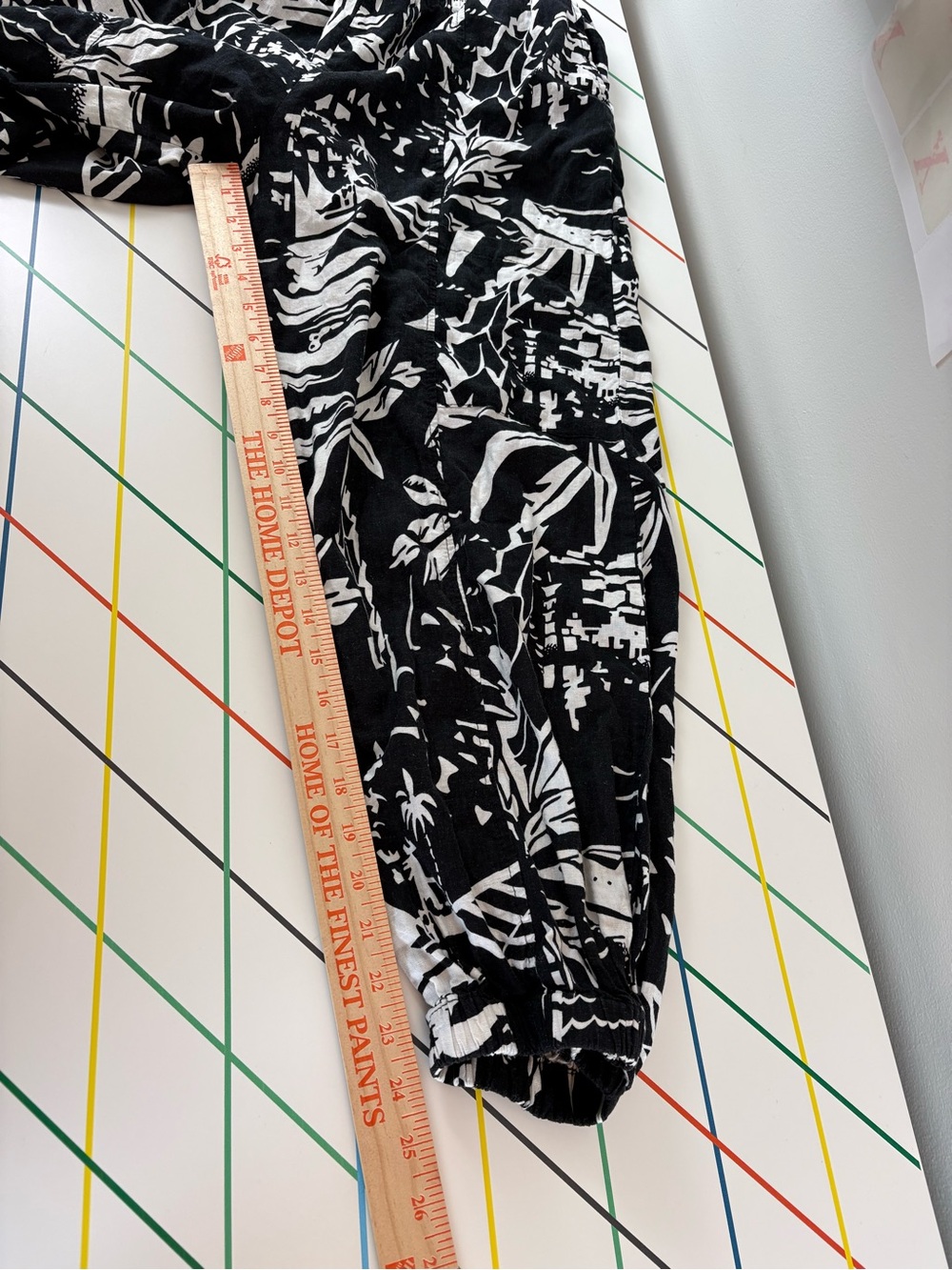 Panama Jack Black & White Cargo Joggers Cropped Linen Blend Pants Large - Picture 8 of 12